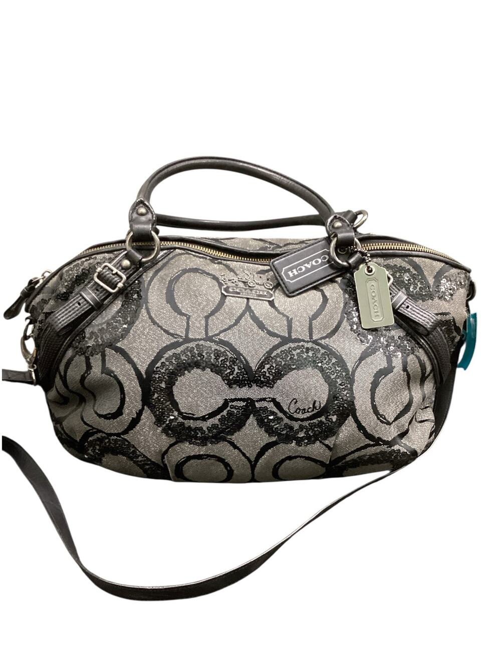 VTG Coach Purse Y2K Madison Op Art Sophia Satchel Good Condition Black &Silver